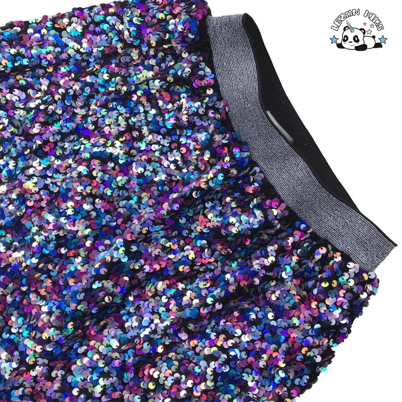LEZONKIDS - Hot sales Custom Breathable Cotton Lining Kids Sequin Party Skirt Baby Girls Sequin Mini Skirt